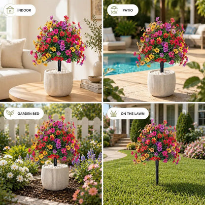 3/1pc Rural Style Artificial Ball Plant and Ground Plug Realistic Fake Flower for Indoor Outdoor Wedding Garden Grave Decoration