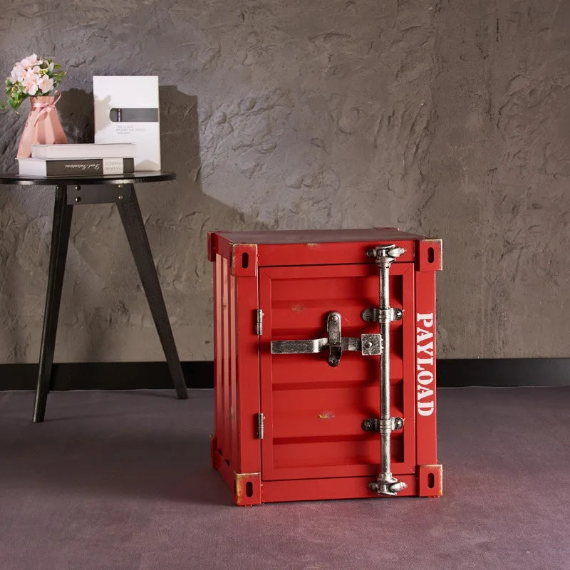 Iron Storage Cabinet Garage Yard Storage Cabinet Container with Door & Lock, Industrial Style, Blue, Red, White