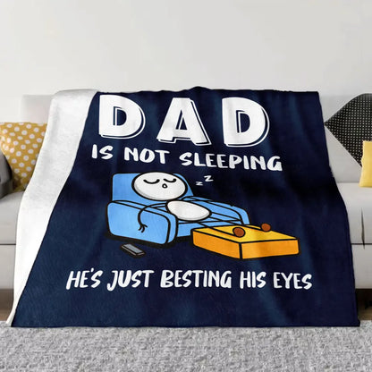 Dad's Besting His Eyes Blanket - Playful Cartoon Design, Soft Cosy Throw for Dad - Perfect for Lazy Afternoons, Home Decor, or G