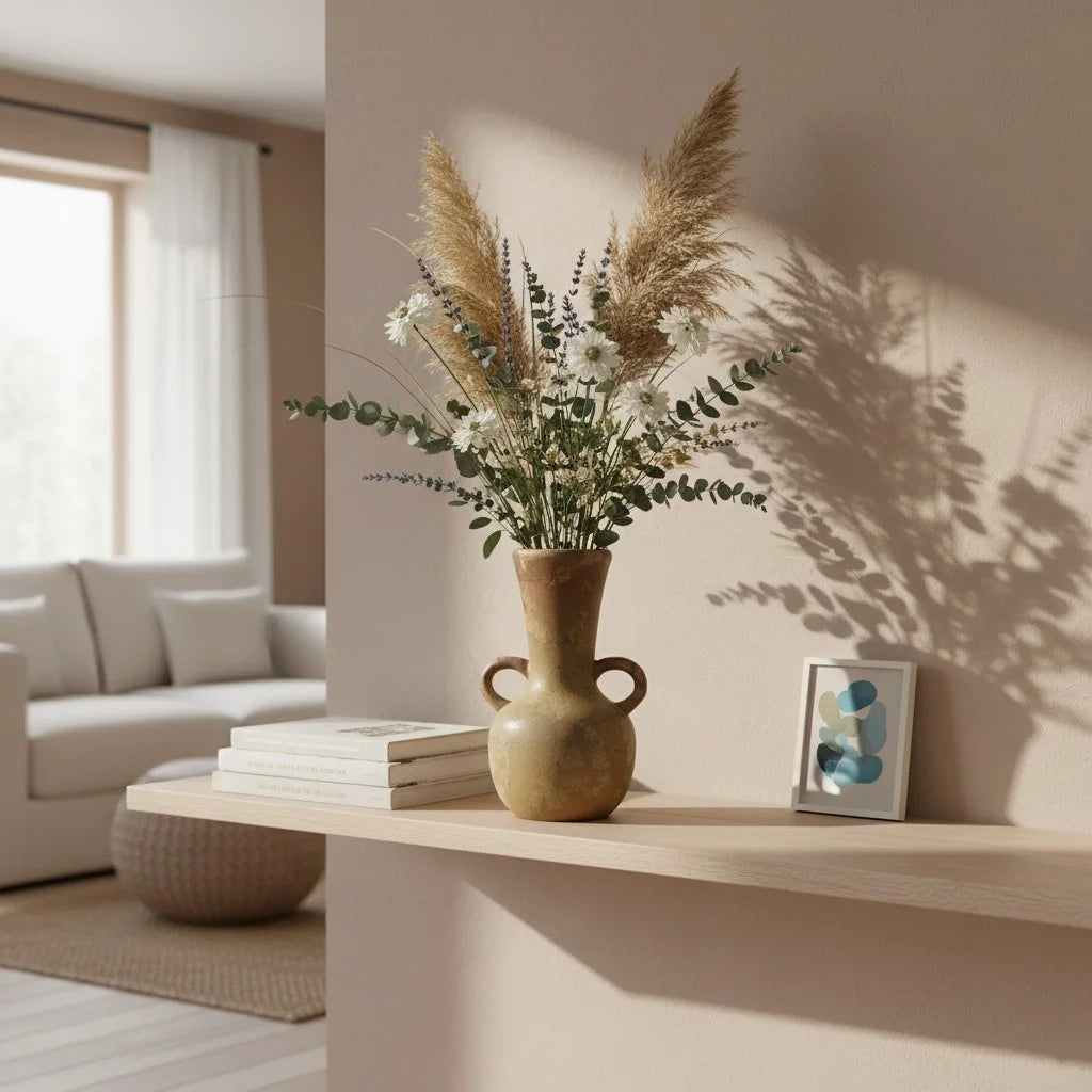 CAPIRON Rustic Ceramic Vase Fresh Flower Dried Pampas Grass Retro Amphora Home Decor Boho Living Room Decoration Centerpiece