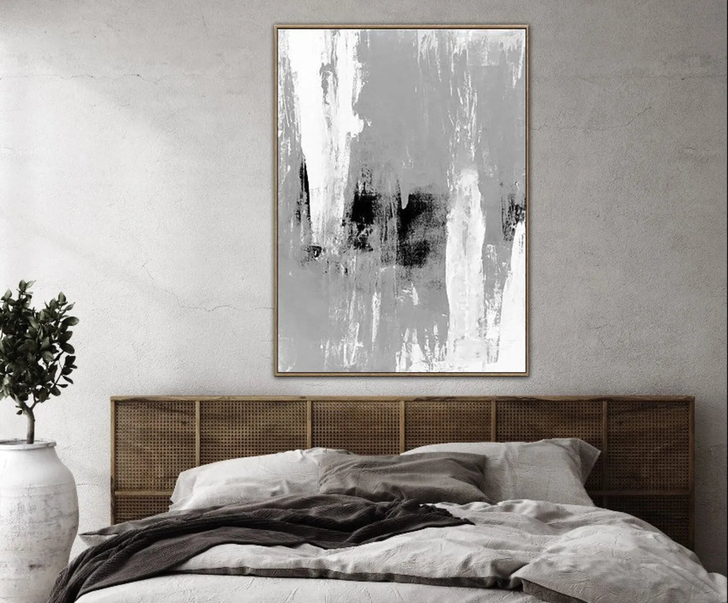 Mhemyo Large White and Gold Abstract Oil Painting Textured Minimalist Wall Art Handmade Luxury Canvas Modern Neutral Home Decor
