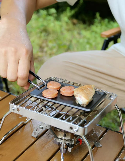 Small Camping Frying Pan Mini Portable Grill Pan, Outdoor BBQ Baking Cookware for Travel Hiking Picnic Camping Barbecue Tool Set