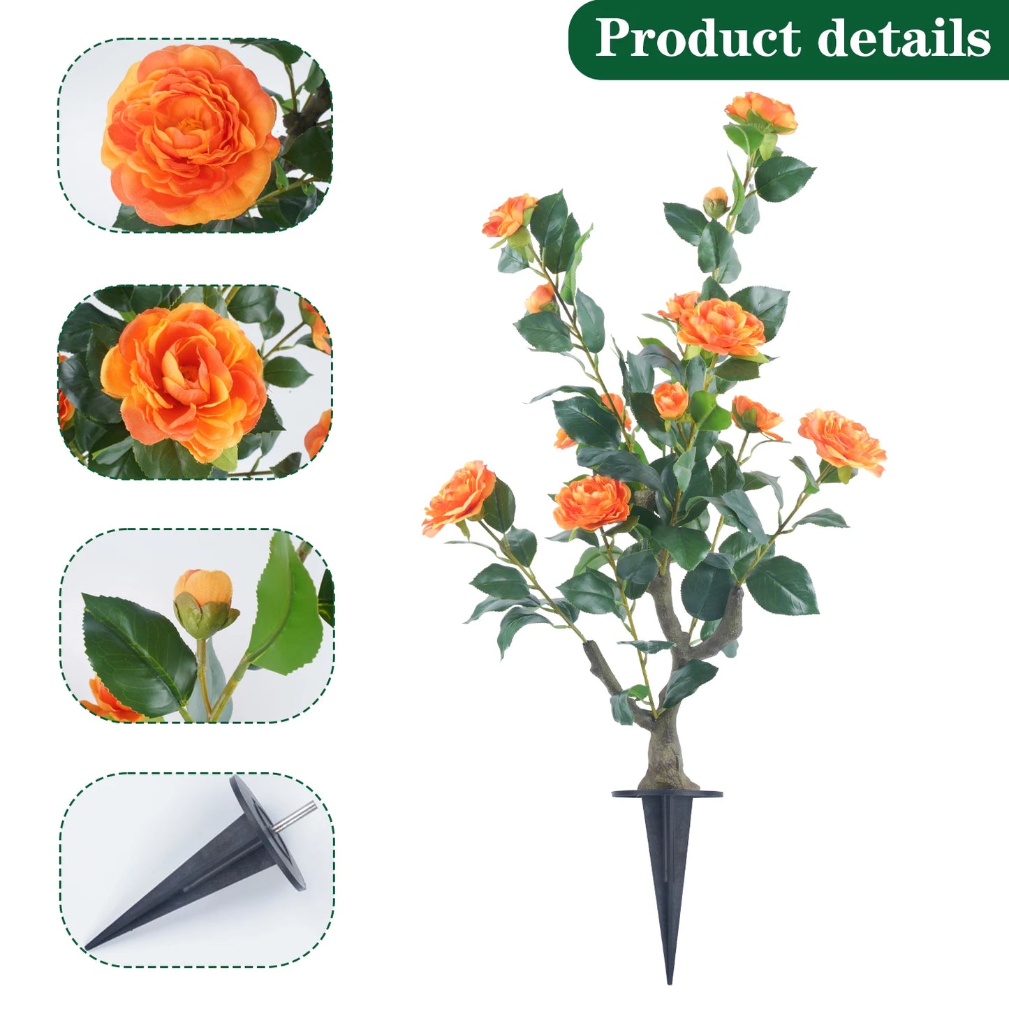 85cm Camellia Topiary Tree with Pot/Spike Realistic Fake Flower Plant Indoor Outdoor Faux Bonsai for Home Garden Office Decor