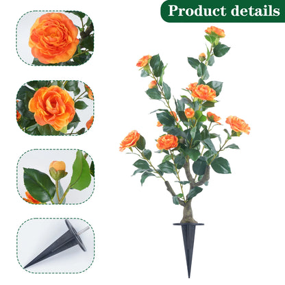 85cm Camellia Topiary Tree with Pot/Spike Realistic Fake Flower Plant Indoor Outdoor Faux Bonsai for Home Garden Office Decor