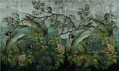 Custom 3D Tropical Rainforest Wallpaper Mural Animals Monkey Wallpapers for Living Room Background Wall paper home decor Sticker