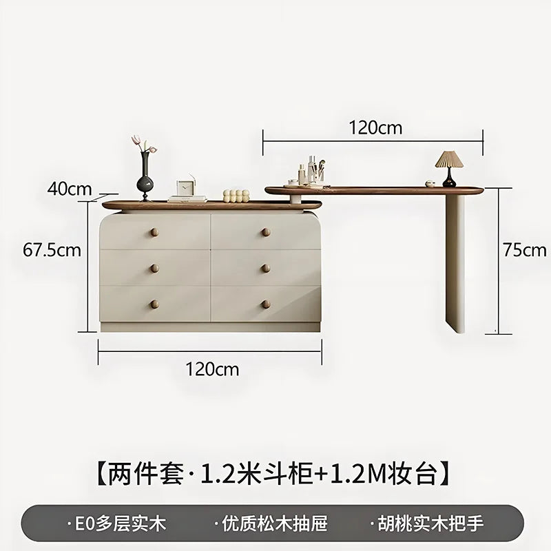 Adjustable Rustic Dressing Table Apartment Drawer Solid Wood Dressing Table Stool Drawer Penteadeira De Maquiagem Home Furniture