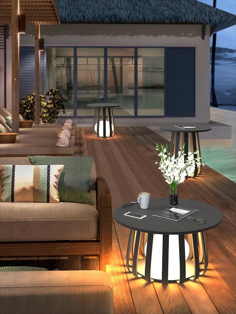 Solar waterproof courtyard outdoor table terrace floor-to-ceiling coffee table