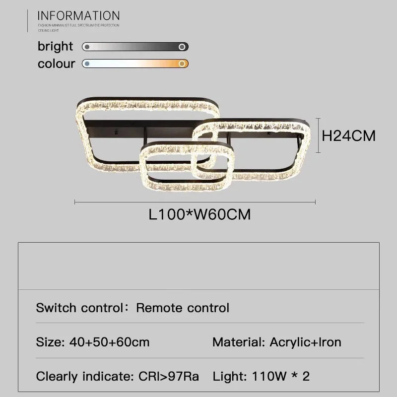 Living Room Main Light Modern Simple Atmosphere Full Spectrum New Light Luxury High-end Ice Pattern Eye Protection Ceiling Lamp