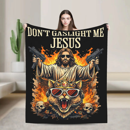 Don't Gaslight Me Jesus Blanket Flannel Dungeon Crawler Carls Lightweight Thin Throw Blankets for Bedding Bedroom Bedding Throws