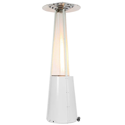 Outdoor Premium Fireplace Standing Terrace Pyramid Glass Flame Patio Gas Heater Powder Coated Steel Freestanding