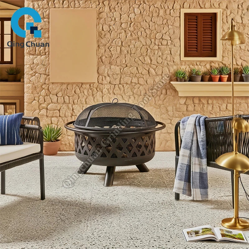 Fire Pit Outdoor Camping BBQ Grilling Winter Heating Stove Outdoor Charcoal Heating Brazier Fire Pit Wood Burner