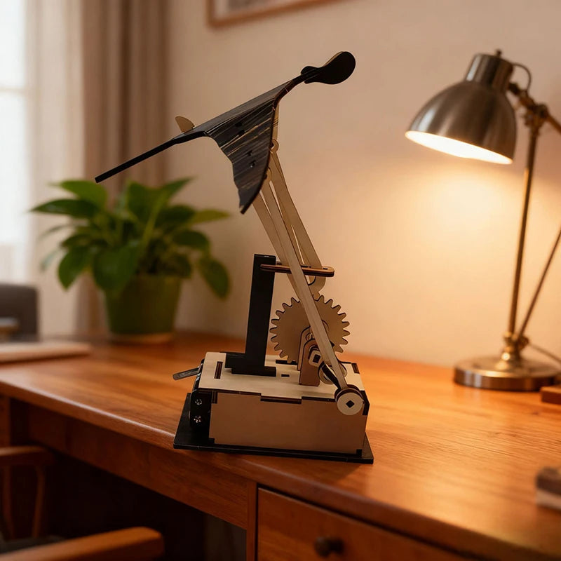 Desk Tabletop Decoration - Lifelike Wooden Electric Manta Ray Automaton; Unique Ocean Themed Decor for Home