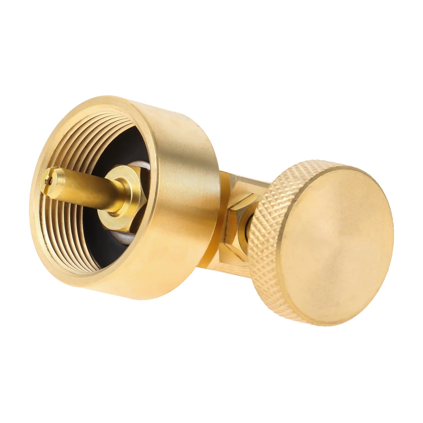 Solid Brass 1LB Propane Gas Disposal Cylinder Bottle Adapter Valve +1/4"NPT Male & M8*1 Female Thread Grill Fire Pit Stove BBQ