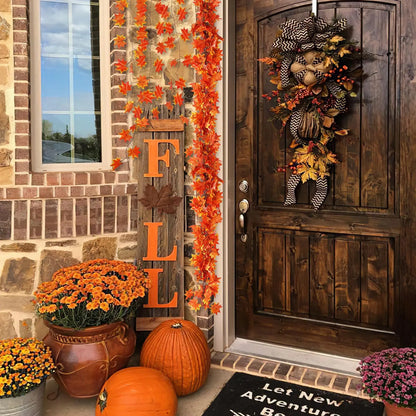 12pcs Artificial Maple Garland Hanging Vines Ivy Autumn Decor Thanksgiving Home Wedding Party Garden Fireplace Christmas Decor