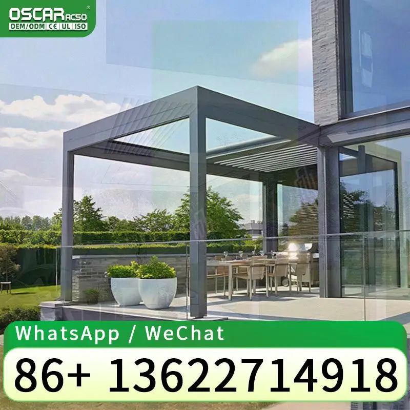 Modern Luxury Outdoor Retractable Pergola with Retractable Sun Shade for Balcony Patio Garden pergola