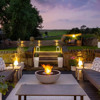 Modern Round Fire Pit Bowl Concrete Gas Fireplace For Outdoor