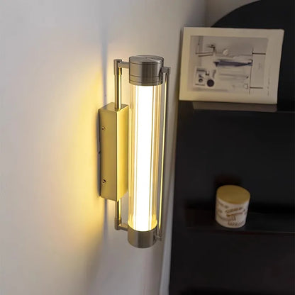 Italian living room, dining room, aisle wall lamp, sand nickel color, creative and simple glass wall lamp