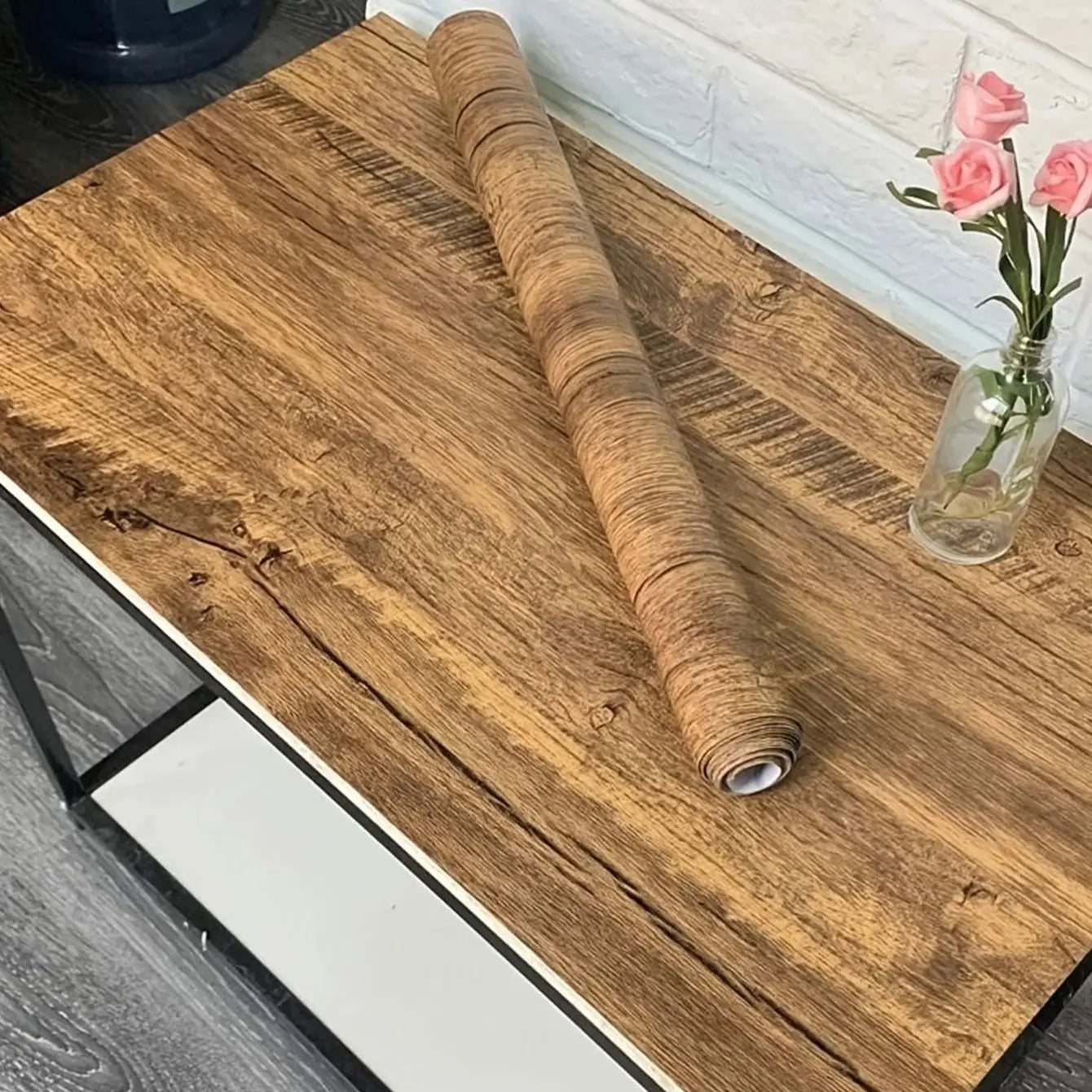 Self-Adhesive Wallpaper, Wood Grain, Thickened Contact Paper, Peel and Stick, Waterproof, Removable Furniture Refurbishment