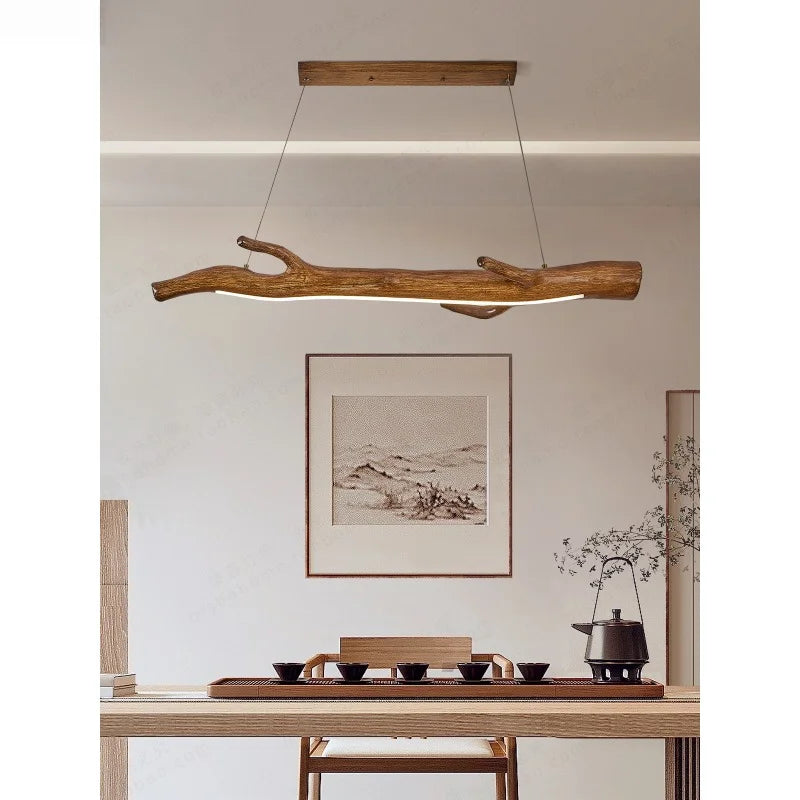 Japanese Wabi-Sabi Style Tea Room Pendant Lamp Chinese Restaurant Long Table Tree Branches Wood Homestay Unique Lighting Fixture