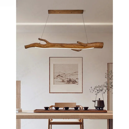 Japanese Wabi-Sabi Style Tea Room Pendant Lamp Chinese Restaurant Long Table Tree Branches Wood Homestay Unique Lighting Fixture