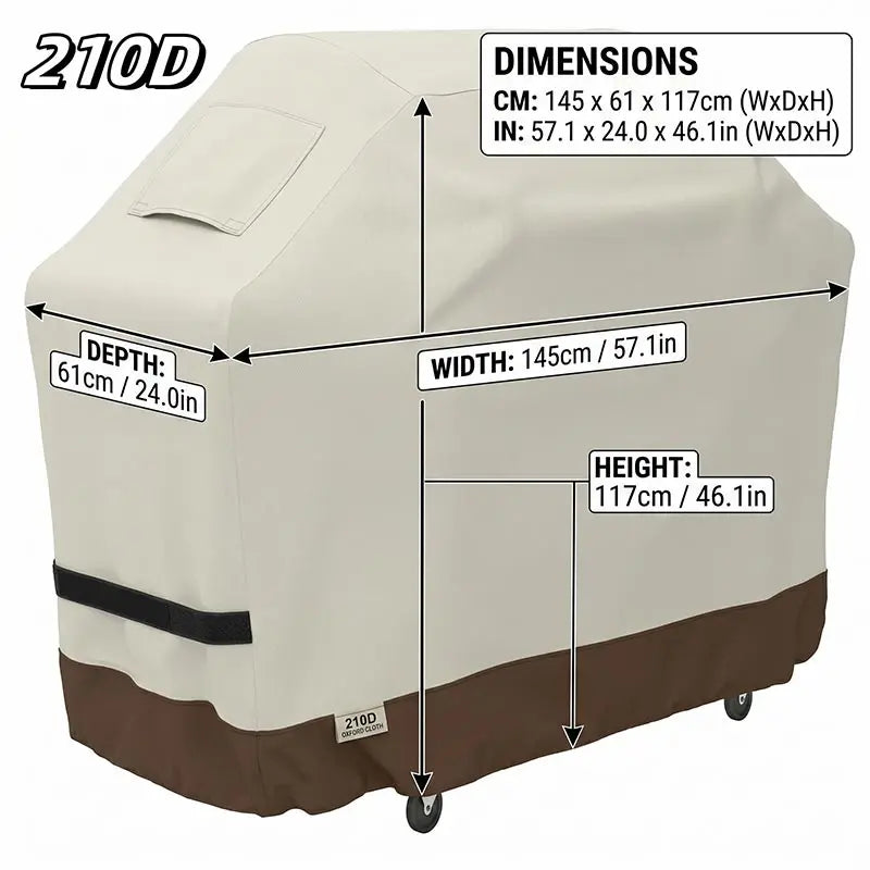 210D BBQ Beige Barbecue Grill Outdoor Gas BBQ Cover Dustproof Cover Oven Protective Cover Waterproof Oven Hood Furniture Cover
