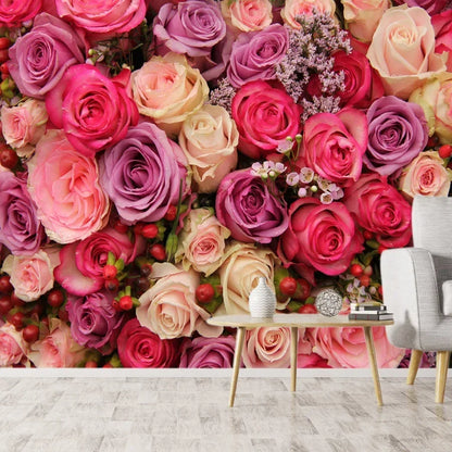 20+ Girly Wallpaper for Living Room Natural Floral Pink Rose Background, Self Adhesive Optional, Walls Art Bed Home Decor Mural