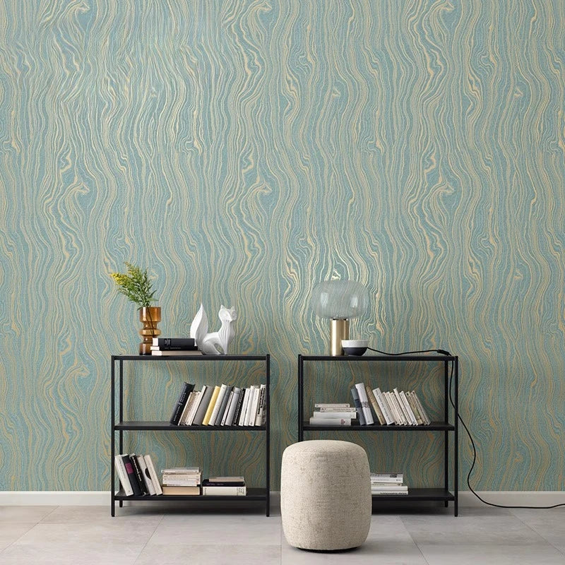 Nordic Light Green Gilded Water Ripple Wallpaper High-End Feel Living Room Bedroom TV Background Wall Wallpaper