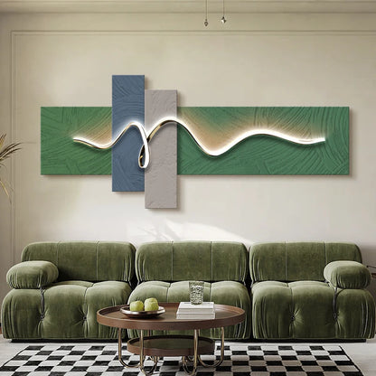 Main bedroom living room geometric office decor painting with lights luxury sofa TV background wall hanging picture bedroom beds