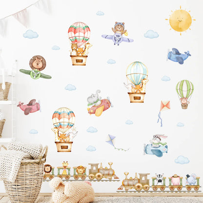 Forest Animals Rainbow Wall Stickers for Kids Rooms Children Boys Girls Baby Room Decoration Nursery Wallpaper Giraffe Elephant