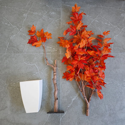 Artificial Maple Leaf Tree 145CM Large Indoor and Outdoor Decorative Potted Plant for Home Living Room and Garden Decoration