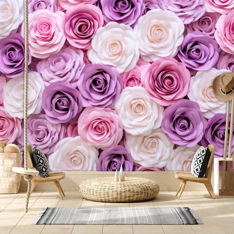 20+ Girly Wallpaper for Living Room Natural Floral Pink Rose Background, Self Adhesive Optional, Walls Art Bed Home Decor Mural