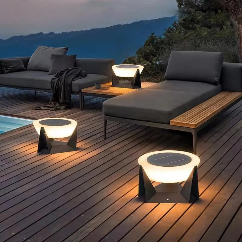 Solar Post Light Outdoor Column Pillar Light 3000K IP65 Garden Landscape Lighting for Patio Fence Cap Deck Flat Surface Fixtures