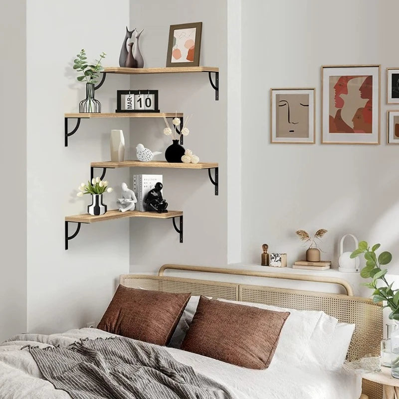 Wholesale Wood Floating Shelves Racks Wall Decor Rustic Farmhouse Wall  Room Shelves for Wall Storage Book Holders Set of 4