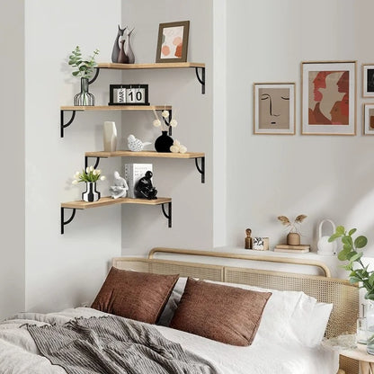 Wholesale Wood Floating Shelves Racks Wall Decor Rustic Farmhouse Wall  Room Shelves for Wall Storage Book Holders Set of 4