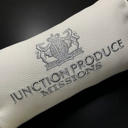 White Leather JP Junction Produce Vip Car Throw Pillows Cushion Backrest Headrest Neck Pillow Shoulder Pad For Auto Interior