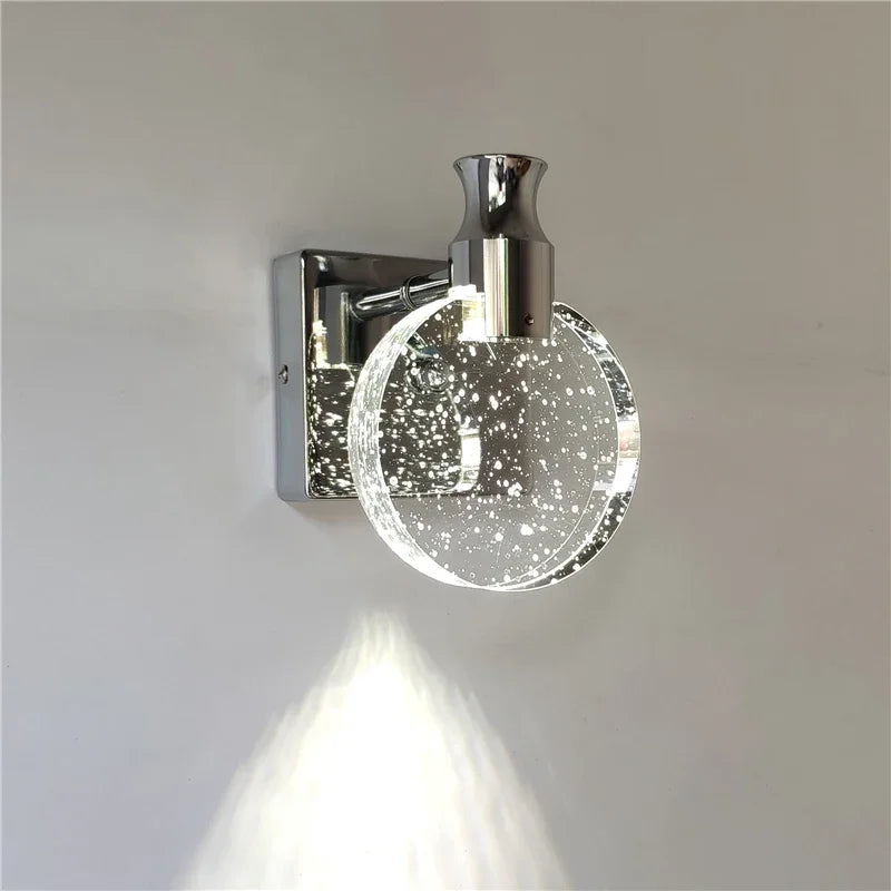 Simple Bedroom Living Room Crystal LED Wall Lamp Mirror Front Lamp Bathroom Makeup Lamp Wall Light Home Decor Lights Mirror Lamp