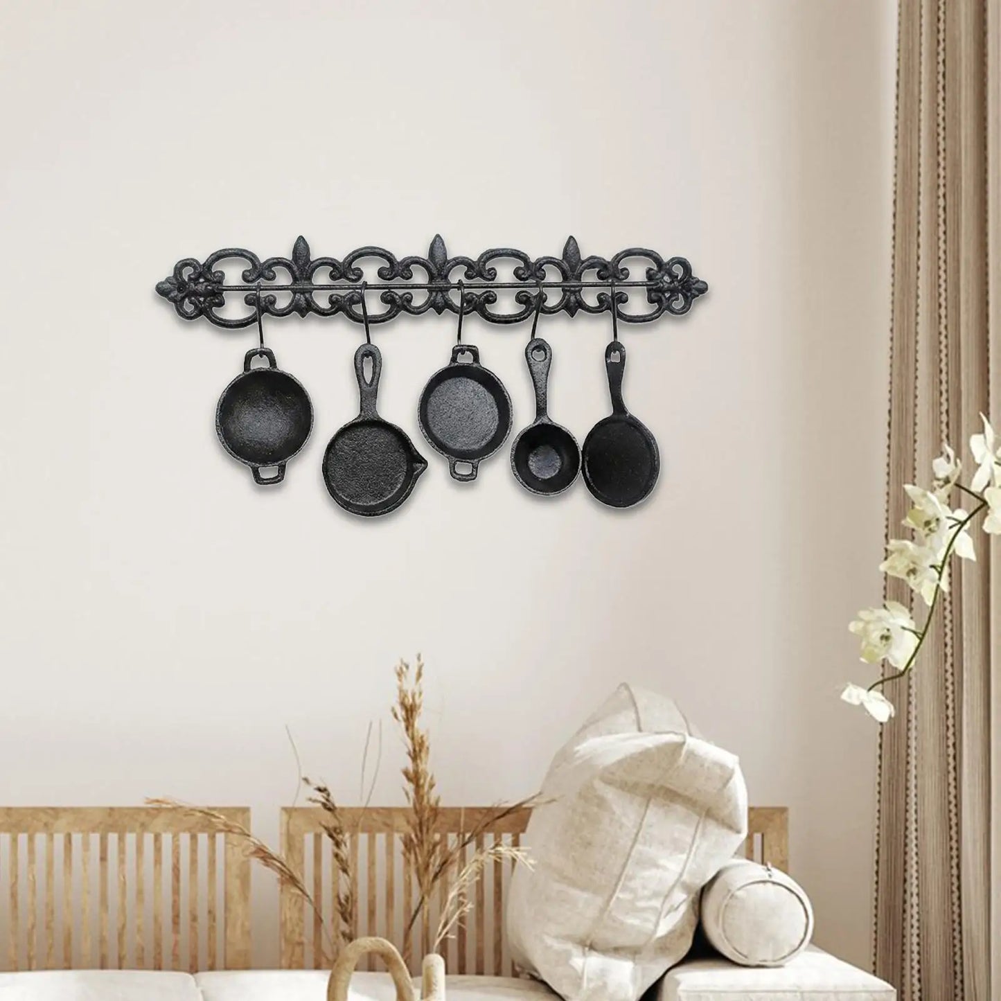 Rustic Cast Iron Wall Sculpture with Tableware Design Sturdy Wall Art for Housewarming Home Decoration