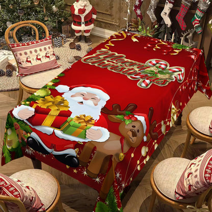 Christmas Rectangle Tablecloth, Poinsettia Design Tablecloth For New Year Party And Dinner Christmas Table Decor Tablecloth