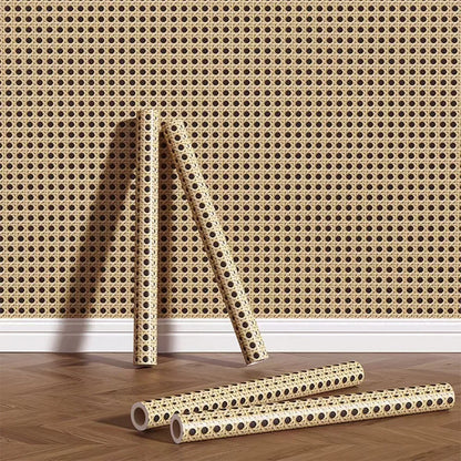Classic 3D Rattan Wallpaper Waterproof PVC Wall Sticker Self-adhesive Removable Furniture Renovation Sticker