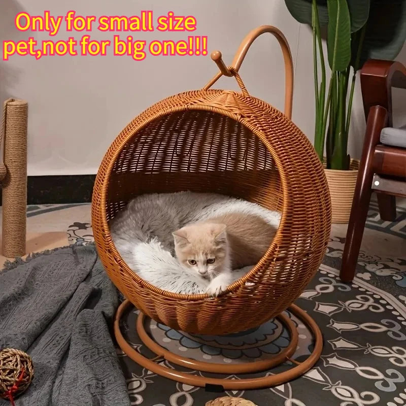 Luxury Hand Woven Cat Hammack Bed Pet Bed Storage Basket Comfortable Heavy Carton for Small Pets Pet Supplies