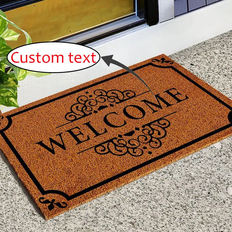 Personalized Quote Coconut Fiber Doormat Custom Outdoor Indoor Door Rug for Patio Entry Dust Removal Durable Easy Maintain