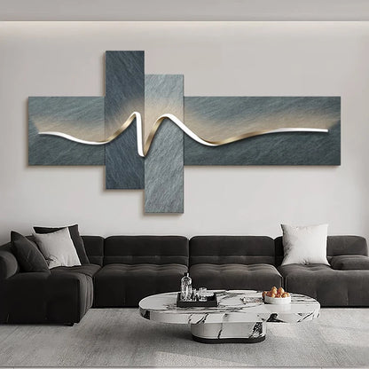 Main bedroom living room geometric office decor painting with lights luxury sofa TV background wall hanging picture bedroom beds