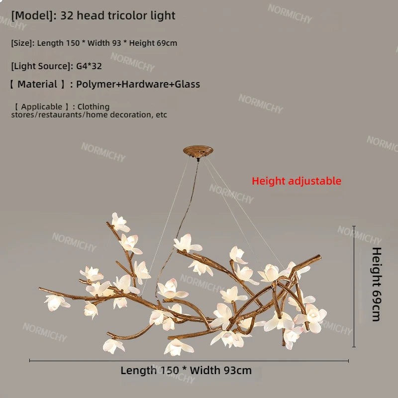 Living Room Lamp Creative Lotus Restaurant Lamp Wabi Sabi Style Zen Tea Room Homestay Decoration Tree Branch Pendant Light