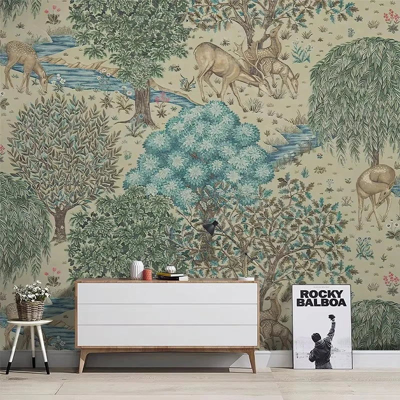 Custom Forest elk animals Wallpaper TV Background Modern landscape Mural for Living Room Painting Home decoration wall stickers
