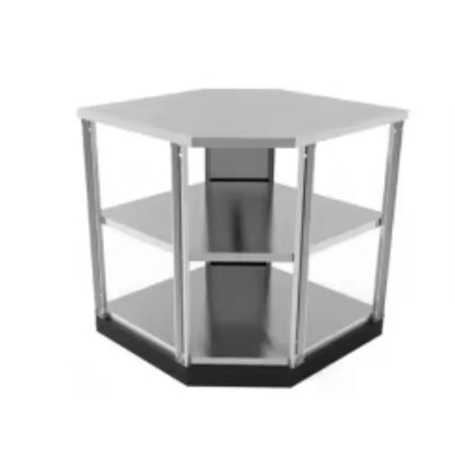 Outdoor Kitchen with Roof Cover Weather-Resistant BBQ Cabinet Set Stainless Steel Garden Kitchen Island with Grill Station