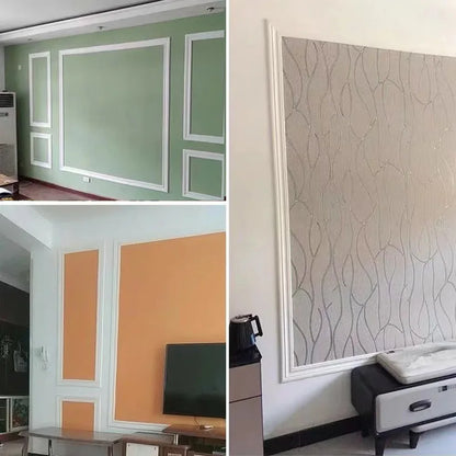 Self-Adhesive Trim Flexible Wallpaper Border Wall Trim Line Skirting Border Decor 3D Pattern Living Room TV Background Stickers