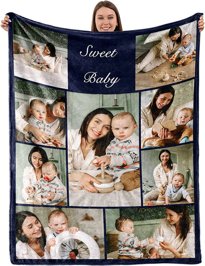 Custom Blanket With Picture Collage Customized Blankets Birthday Souvenir Christmas Gifts Personalized Throw Blanket