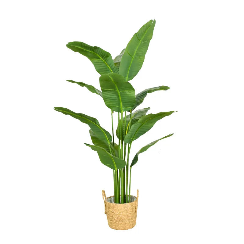 Artificial Bird of Paradise Plant 63'' Fake Palm Tree Feaux Plants in Pot Faux Banana Tree for Indoor Outdoor Home Office Decor