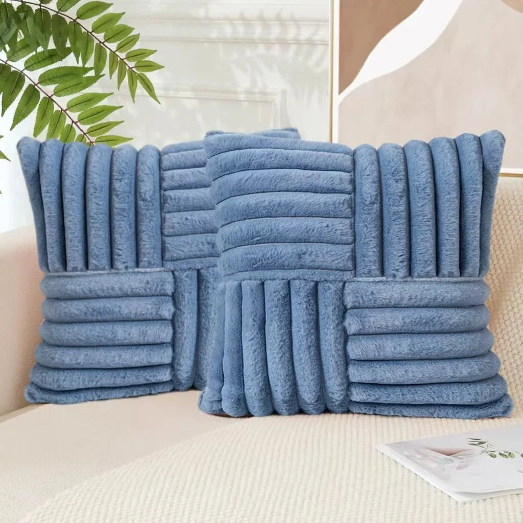 2pcs Artificial Plush Throw Pillow Covers, Suitable for Various Occasions Such as Bedding, Home Decoration, Etc