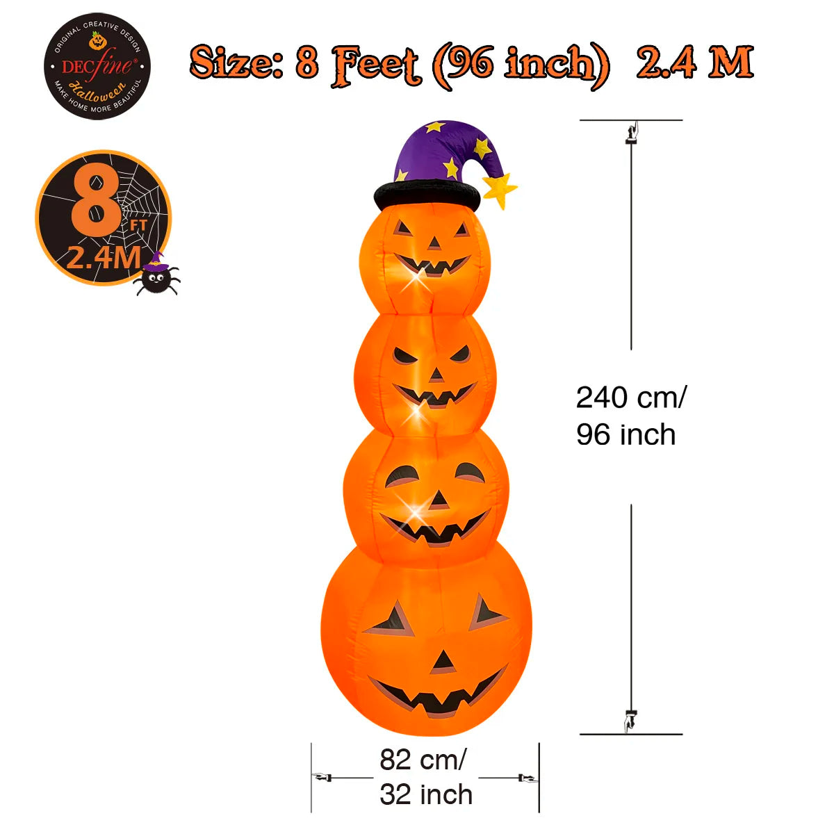 Inflatable Halloween Outdoor Decoration  Pumpkins, Yard Lawn Lighted Blow-up Decorations Suitable for Holiday Parties